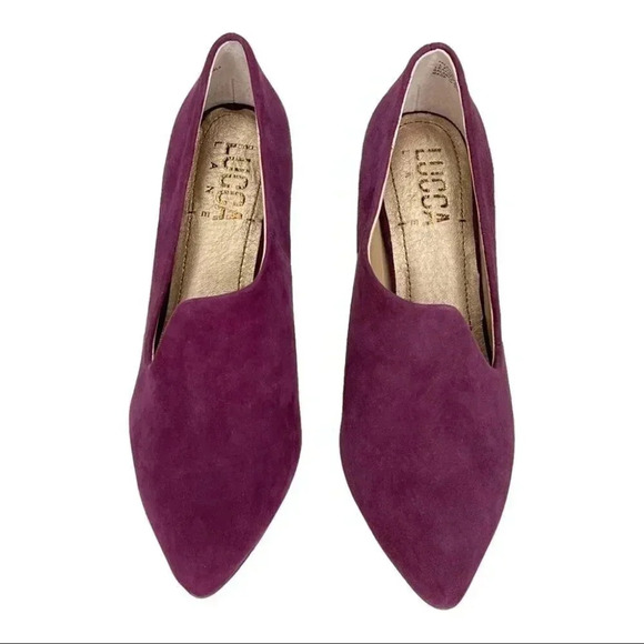 Lucca Lane Yalexis Prune Purple Suede Leather Womens Heels Size 6.5M - Picture 5 of 14